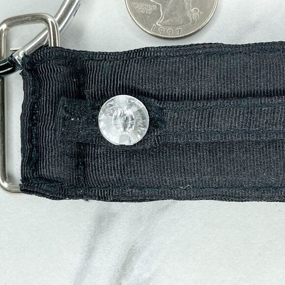 Black Ribbon Rhinestone CRZY Crazy Heart Carabiner Keychain Keyring - Picture 2 of 9